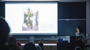 an art historian presents at the Gale Memorial Lecture Series